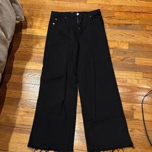 AMO Black Flare Wide-Leg Jeans